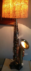 Upscaled Tenor Sax Lamp and Vintage Shade--Two Lamps in One